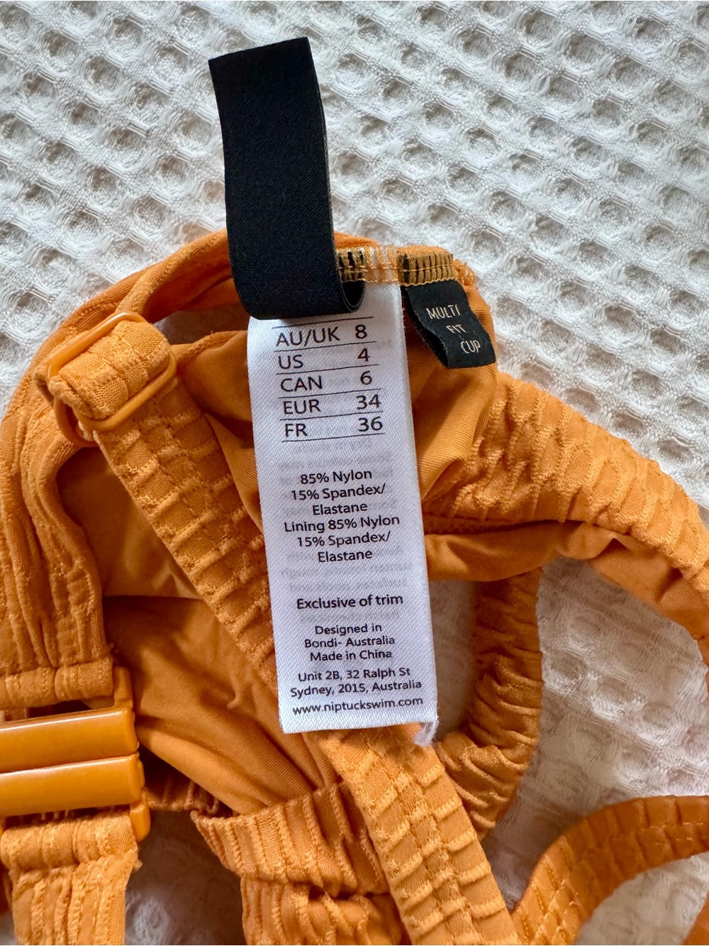 Women’s Textured Knot Front Bikini Set - Orange - Picture 3 of 4